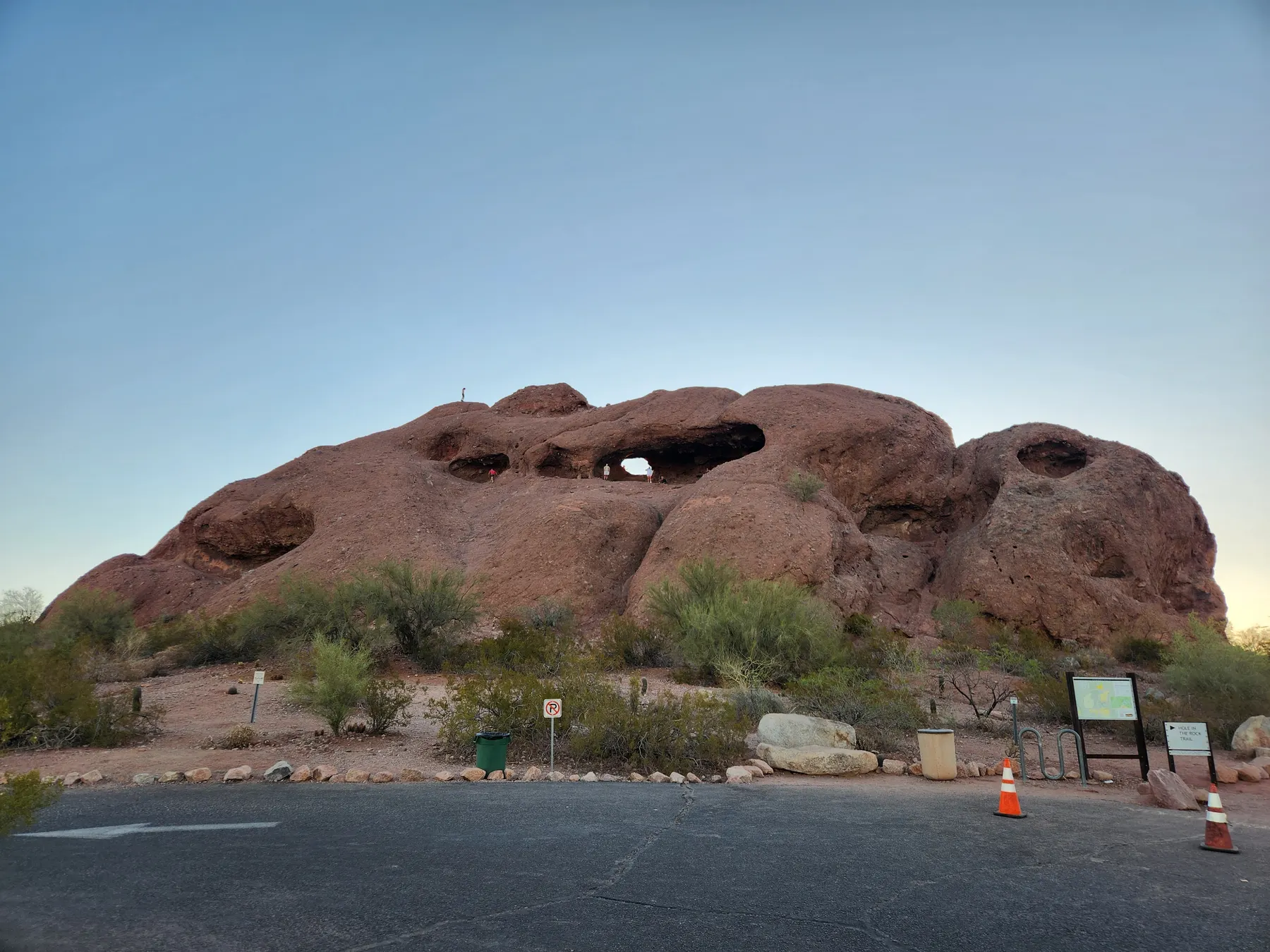 Wide view of families on the Hole-in-the-Rock formation at Papago Park